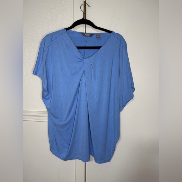 Martha Stewart Tops - Martha Stewart Sky Blue detailed neck Blouse size S New without tag